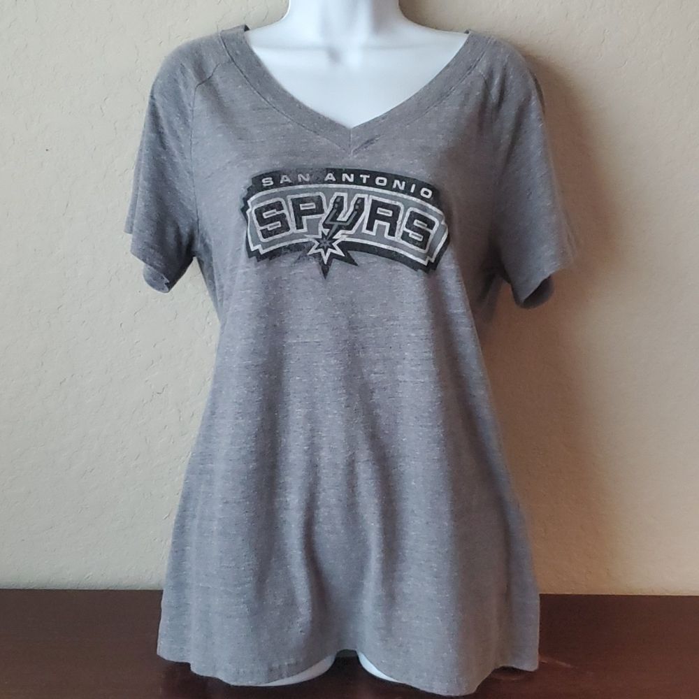 Adidas San Antonio Spurs Tim Duncan 21 Shirt Gray V Neck Women XL Jersey Top